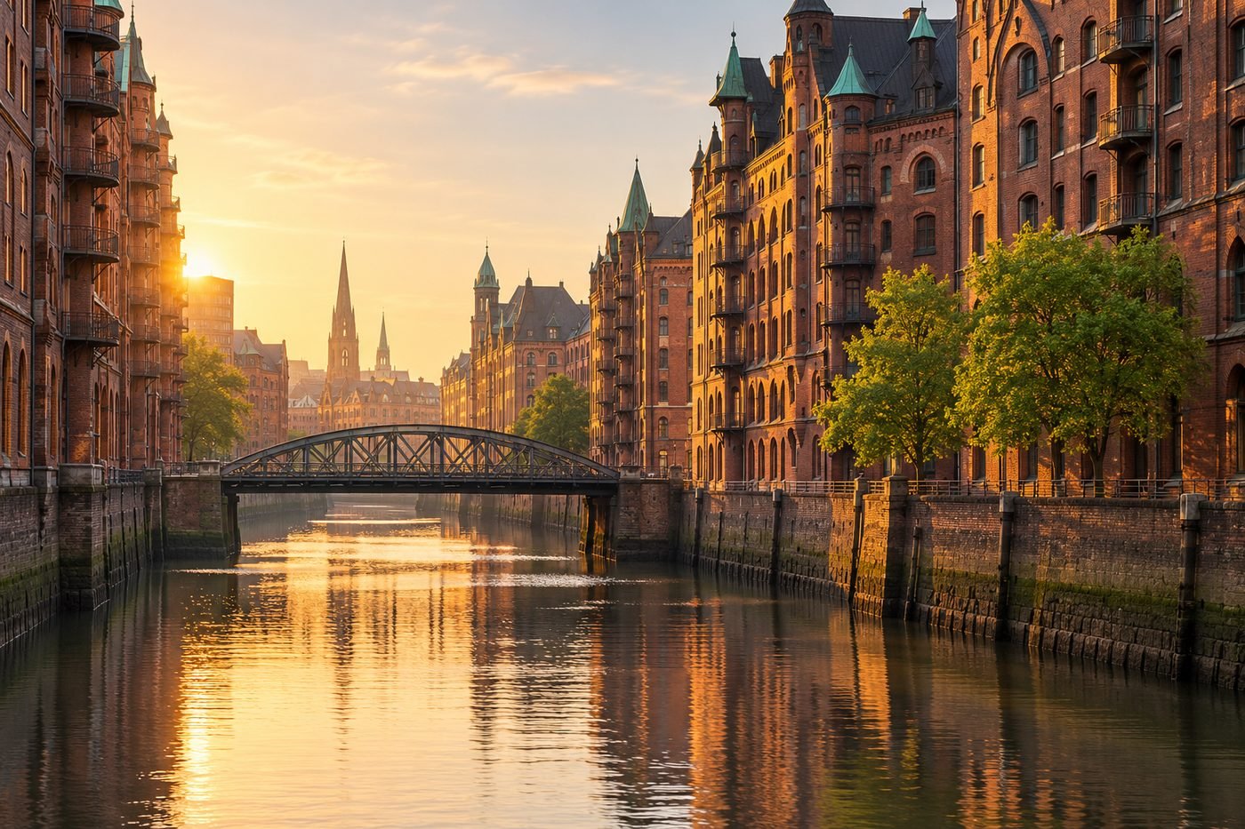 Backsteinhäuser an einem Kanal in einer norddeutschen Hafenstadt (Symbolbild)